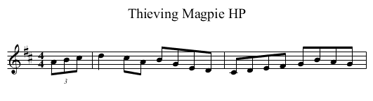 Thieving Magpie HP - staff notation