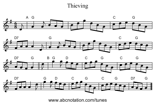 Thieving - staff notation