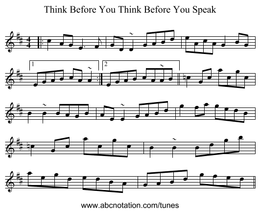 Think Before You Think Before You Speak - staff notation