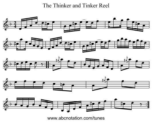 Thinker and Tinker Reel, The - staff notation