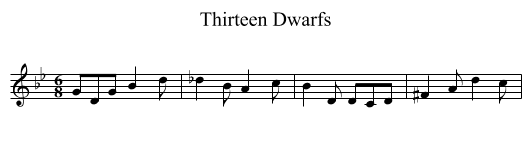 Thirteen Dwarfs - staff notation