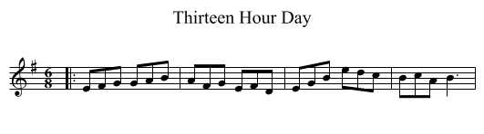Thirteen Hour Day - staff notation