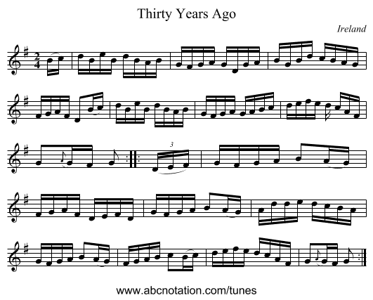 Thirty Years Ago - staff notation
