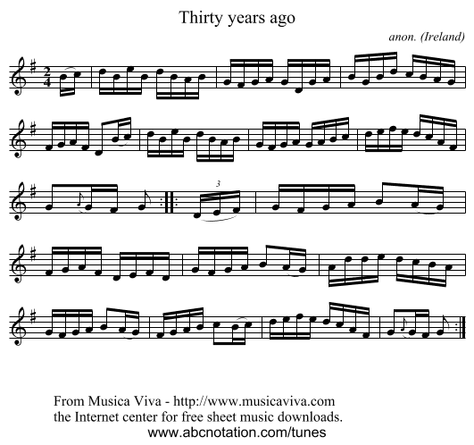 Thirty years ago - staff notation