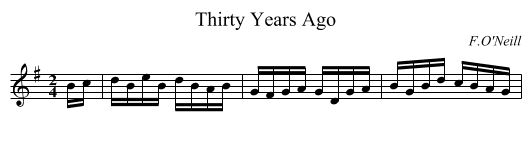 Thirty Years Ago - staff notation