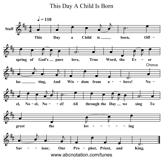 This Day A Child Is Born - staff notation