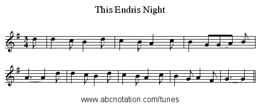 This Endris Night - staff notation