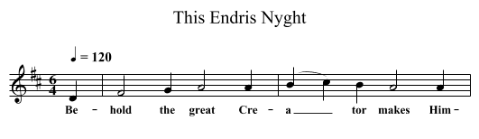 This Endris Nyght - staff notation