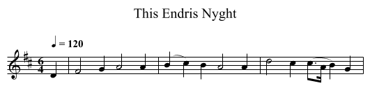 This Endris Nyght - staff notation