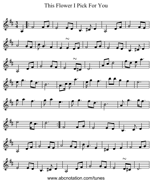 This Flower I Pick For You - staff notation