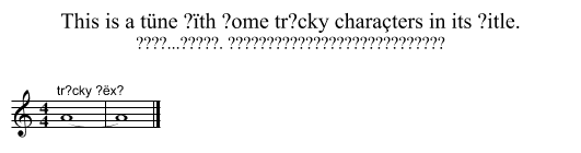 This is a tüne ?ïth ?ome tr?cky charaçters in its ?itle. - staff notation