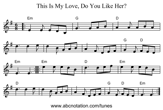 This Is My Love, Do You Like Her? - staff notation