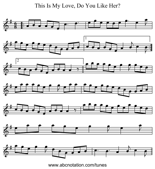 This Is My Love, Do You Like Her? - staff notation