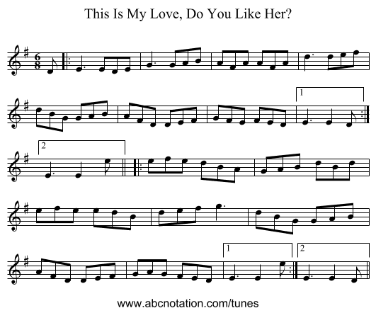 This Is My Love, Do You Like Her? - staff notation