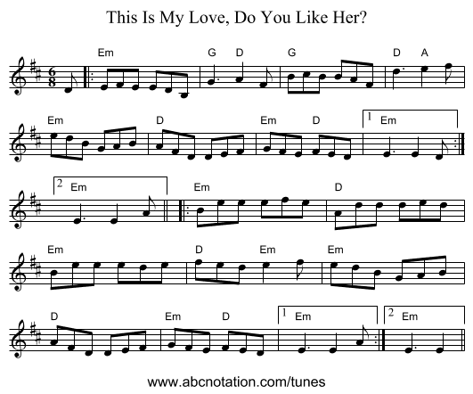 This Is My Love, Do You Like Her? - staff notation