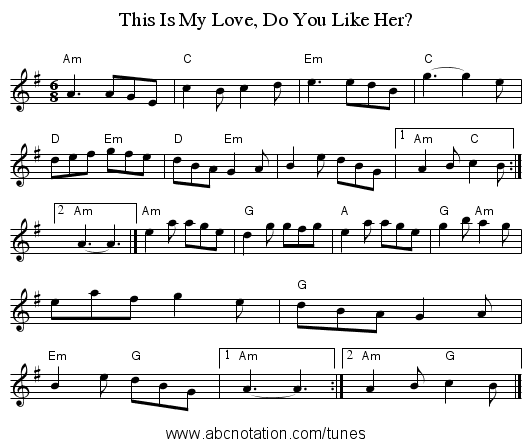 This Is My Love, Do You Like Her? - staff notation