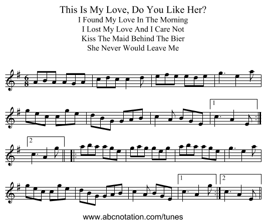 This Is My Love, Do You Like Her? - staff notation