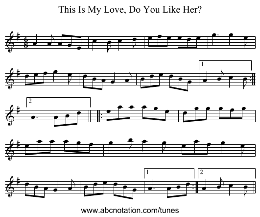 This Is My Love, Do You Like Her? - staff notation