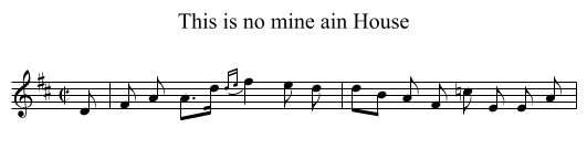 This is no mine ain House - staff notation
