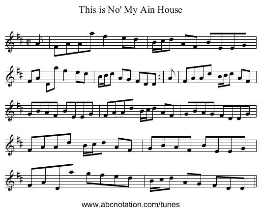 This is No' My Ain House - staff notation