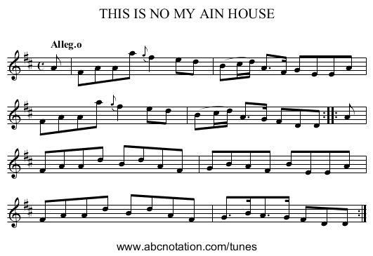 THIS IS NO MY AIN HOUSE - staff notation