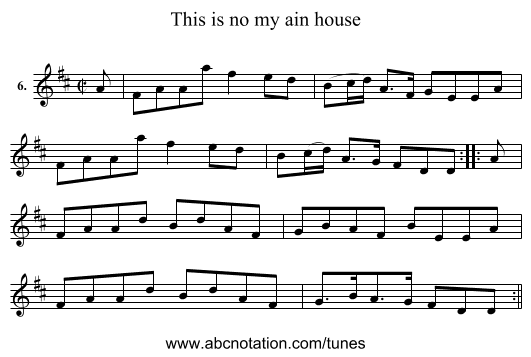 This is no my ain house - staff notation