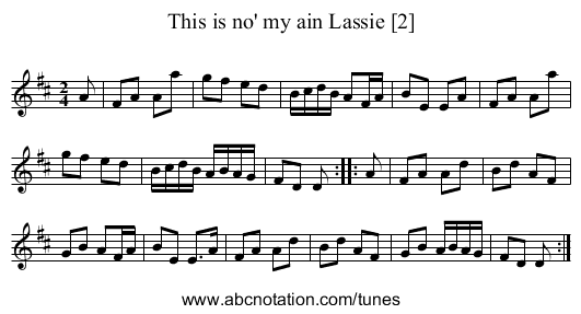 This is no' my ain Lassie [2] - staff notation