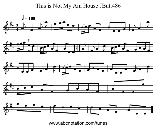 This is Not My Ain House JBut.486 - staff notation