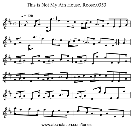 This is Not My Ain House. Roose.0353 - staff notation
