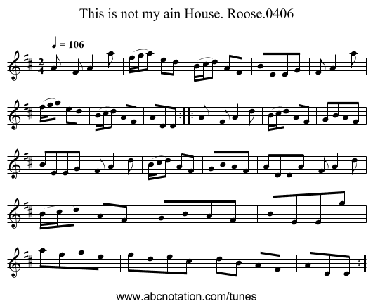 This is not my ain House. Roose.0406 - staff notation
