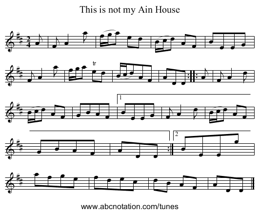 This is not my Ain House - staff notation