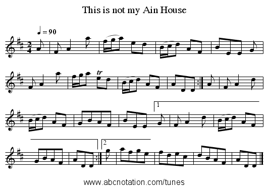 This is not my Ain House - staff notation