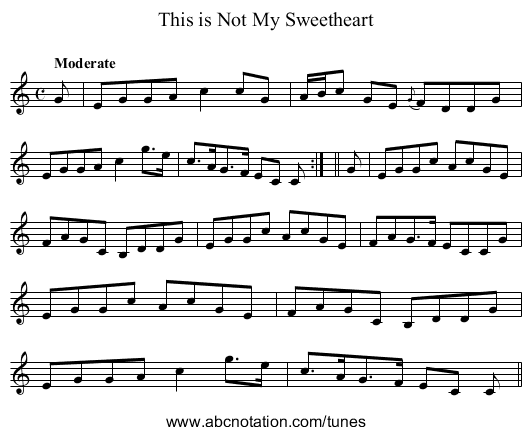 This is Not My Sweetheart - staff notation