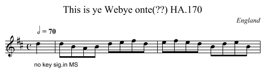 This is ye Webye onte(??) HA.170 - staff notation