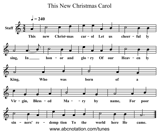This New Christmas Carol - staff notation
