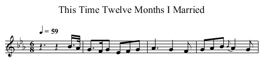 This Time Twelve Months I Married - staff notation
