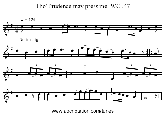 Tho' Prudence may press me. WCl.47 - staff notation