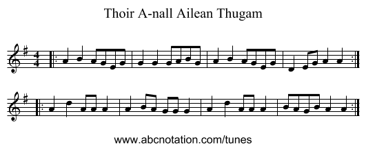 Thoir A-nall Ailean Thugam - staff notation