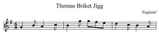 Thomas Briket Jigg - staff notation