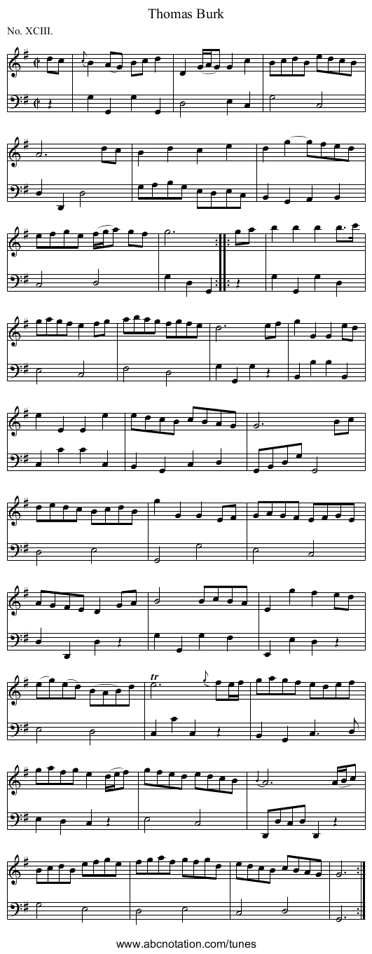 Thomas Burk - staff notation
