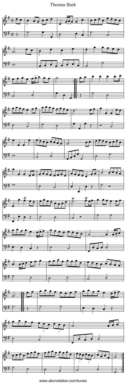 Thomas Burk - staff notation
