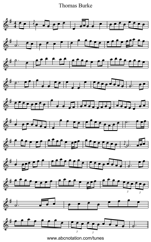 Thomas Burke - staff notation