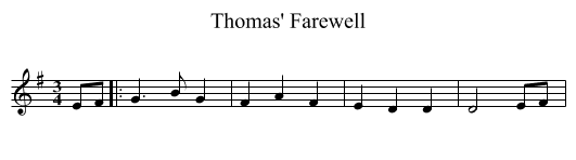 Thomas' Farewell - staff notation