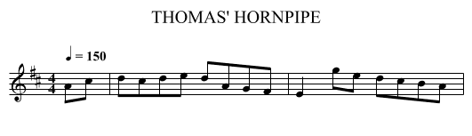 THOMAS' HORNPIPE - staff notation