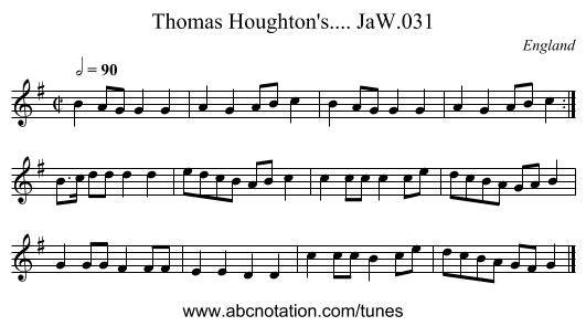 Thomas Houghton's.... JaW.031 - staff notation
