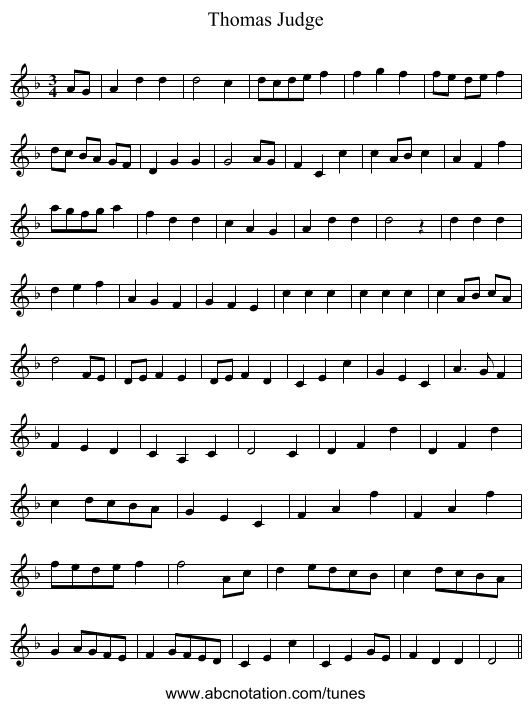 Thomas Judge - staff notation