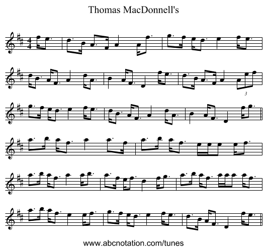 Thomas MacDonnell's - staff notation