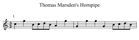 Thomas Marsden's Hornpipe - staff notation