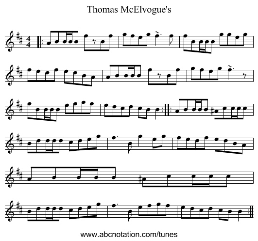Thomas McElvogue's - staff notation