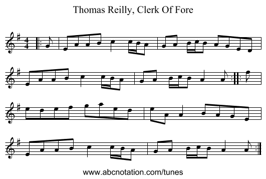 Thomas Reilly, Clerk Of Fore - staff notation
